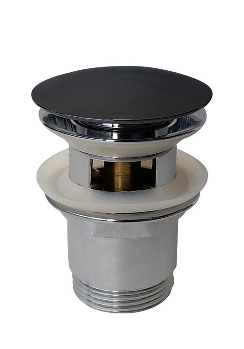 Waste outlet pop up black with overflow basin