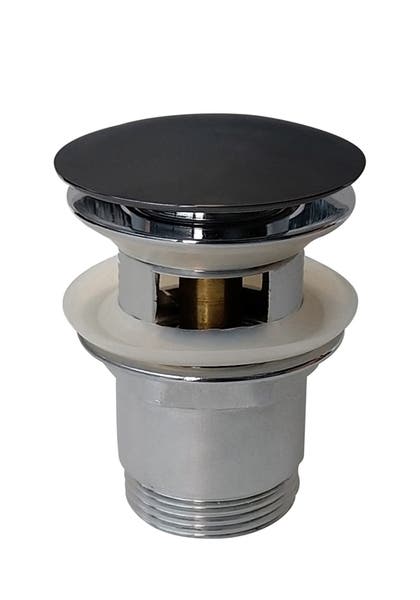 Waste outlet pop up black with overflow basin