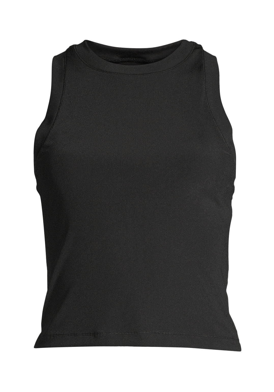 Shiny Rib Crop Top – Black