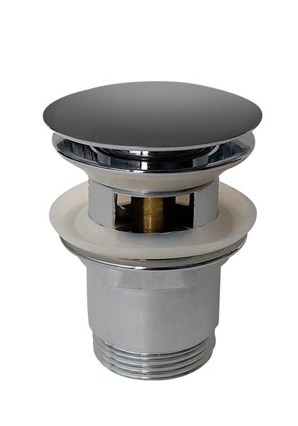 Bottenventil pop up svart/krom med stort lock med bräddavlopp