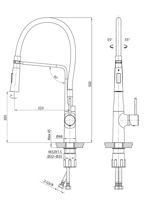 Kitchen faucet Verge black without dishwash valve